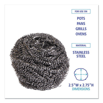 Boardwalk® Stainless Steel Scrubber, Large Size, 2.5 X 2.75, Steel Gray, 12-carton freeshipping - TVN Wholesale